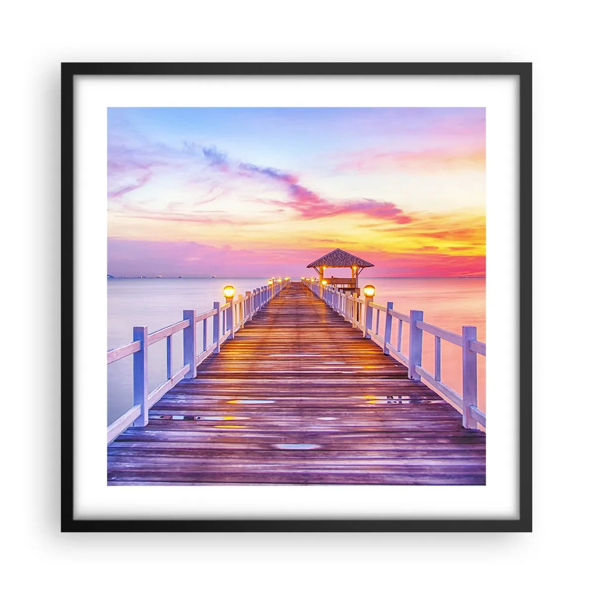 Poster in black frame - Lilac and Gold Silence of an Evening - 50x50 cm