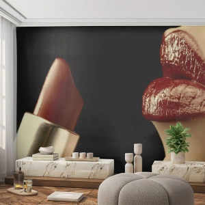 Custom Wallpaper Premium Canvas - Sensuality and Glow of Carmine - People, Woman, Makeup