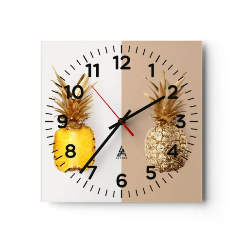Wall clock - Clock on glass - Pineapple for Us - 30x30 cm