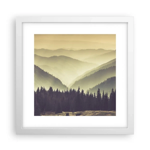 Poster in white frmae - In a Faraway Land, Past the Mountains - 30x30 cm