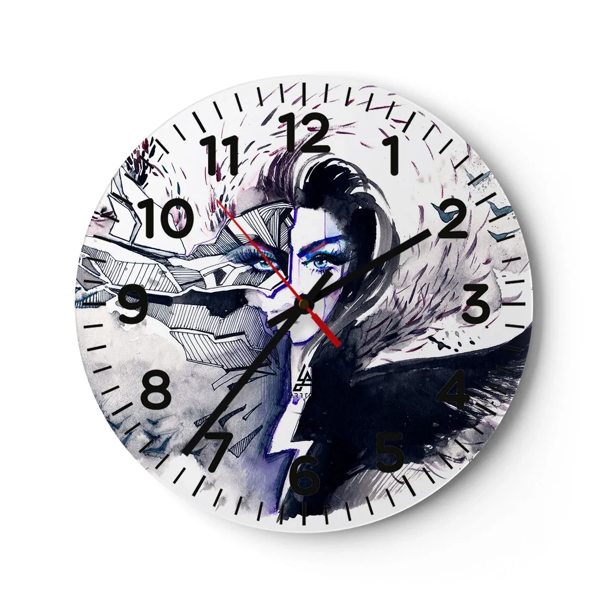 Wall clock - Clock on glass - Demonic and Beautiful - 40x40 cm