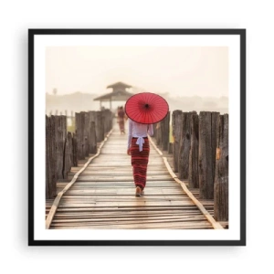Poster in black frame - On an Old Bridge - 60x60 cm
