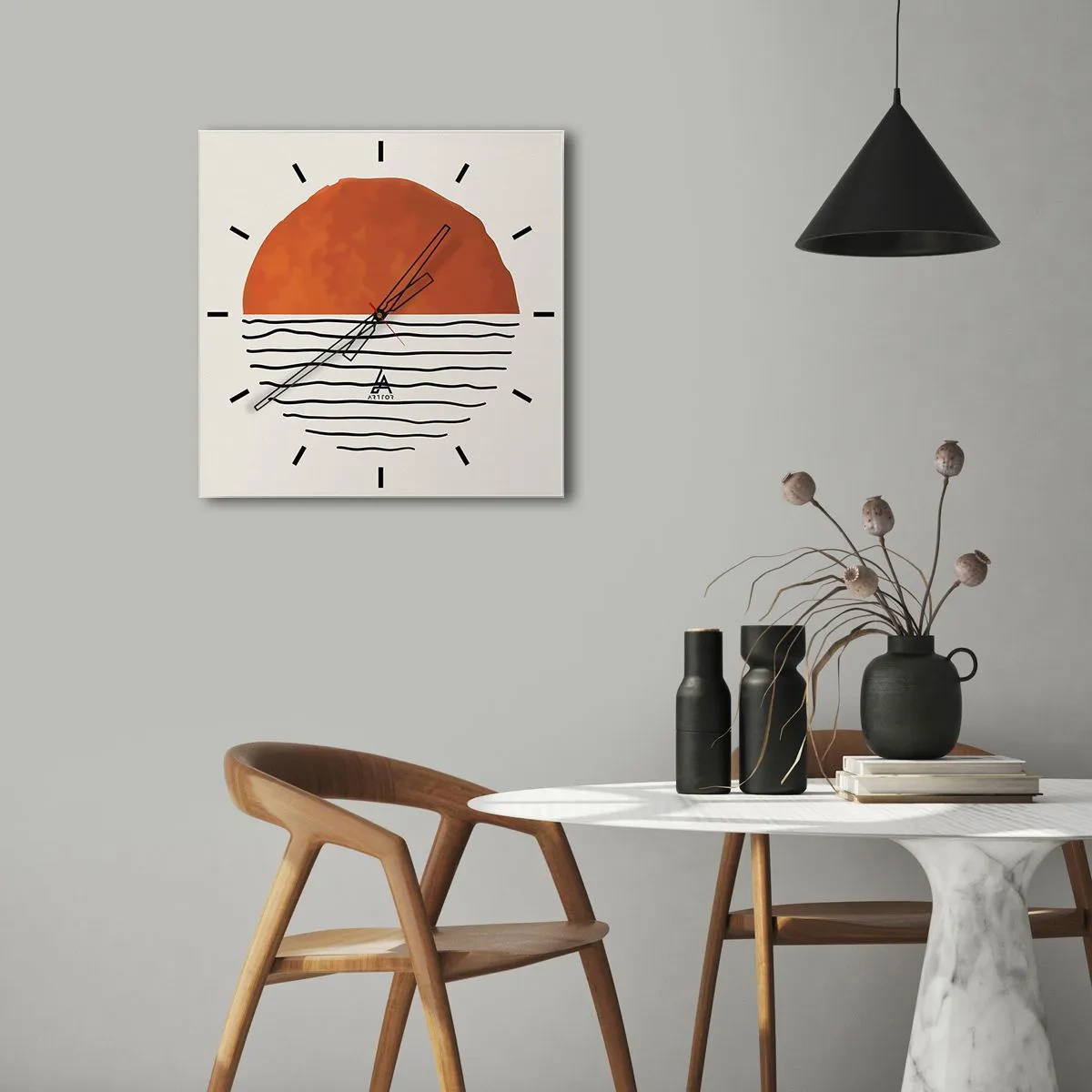 Wall clock - Clock on glass - In Japanese Style - 40x40 cm