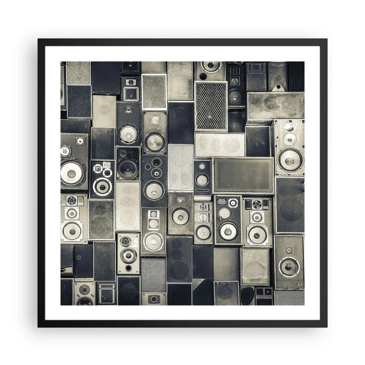 Poster in black frame - And Music Is Playing - 60x60 cm