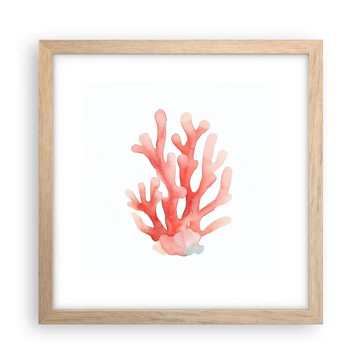 Poster in light oak frame - Coral Colour Colars - 30x30 cm