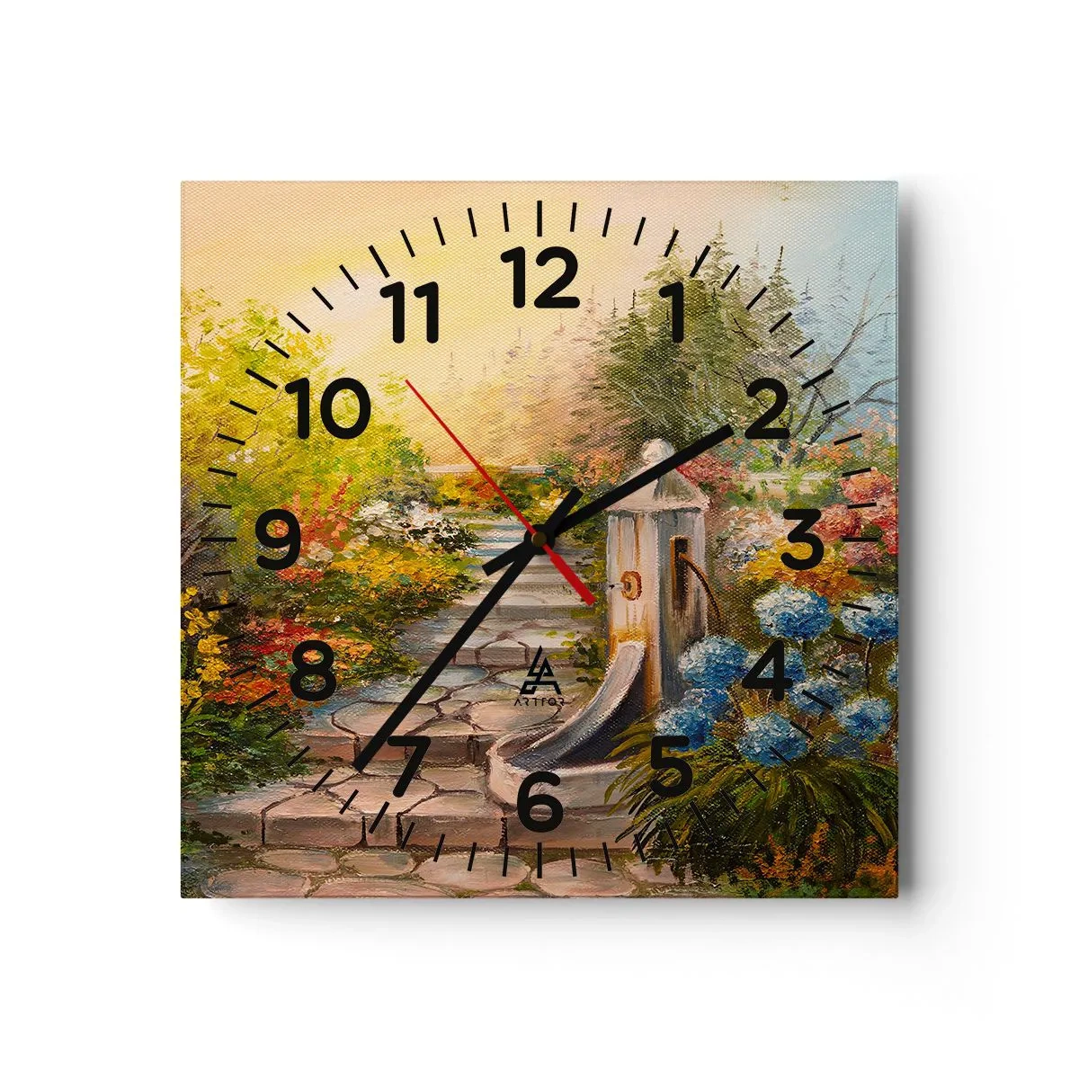 Wall clock - Clock on glass - In Full Bloom - 30x30 cm