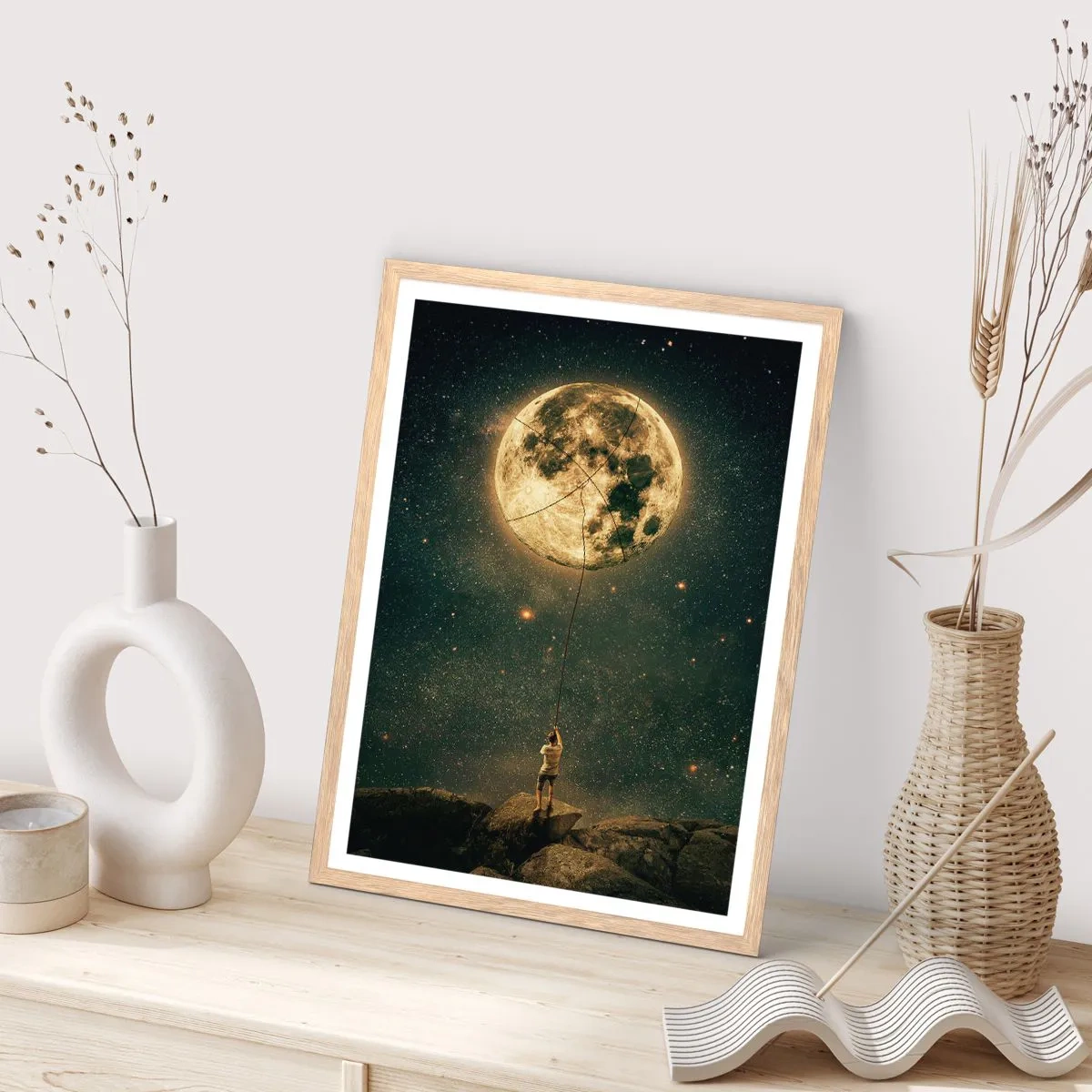 Poster in light oak frame - One that Stole the Moon - 70x100 cm