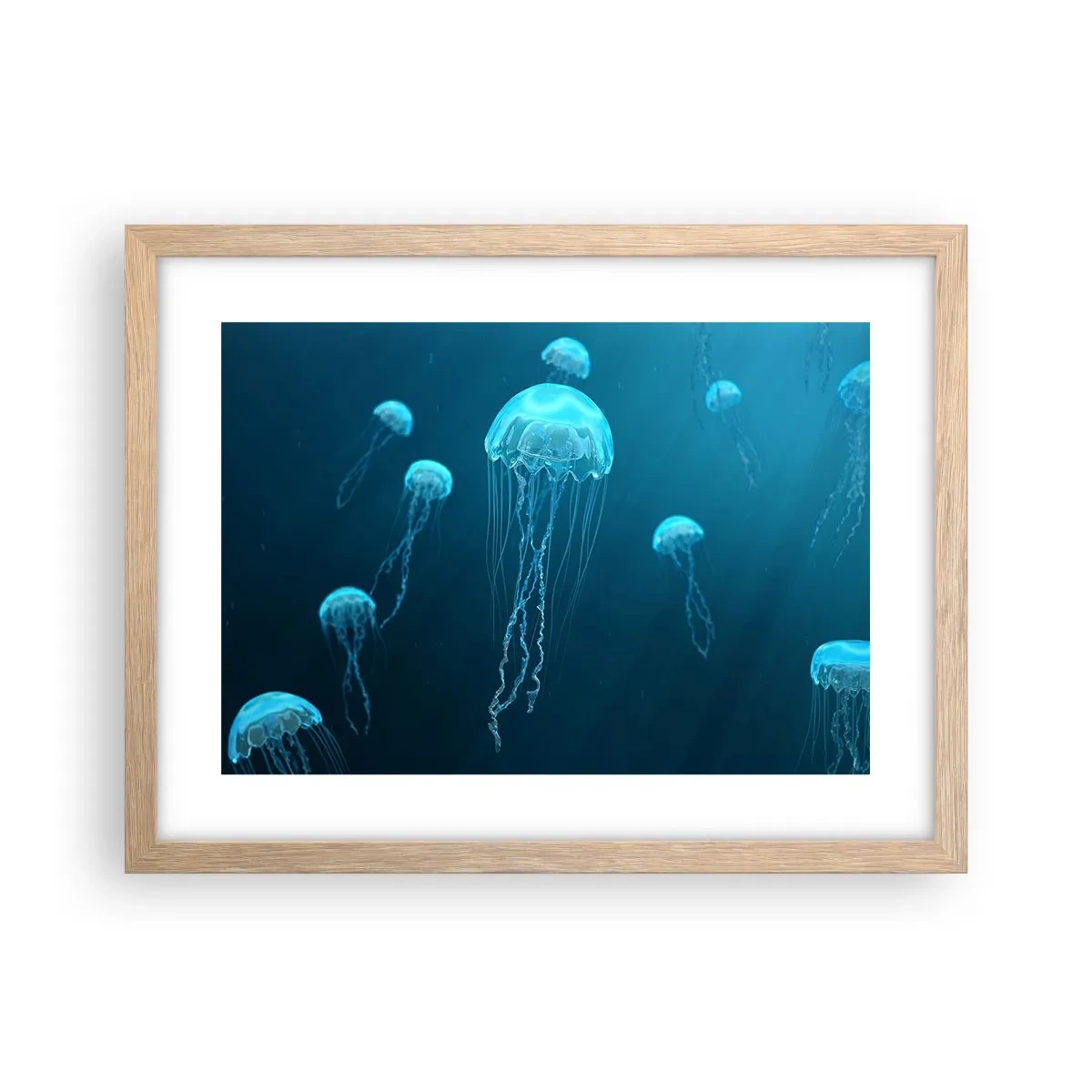 Poster in light oak frame - Ocean Dance - 40x30 cm