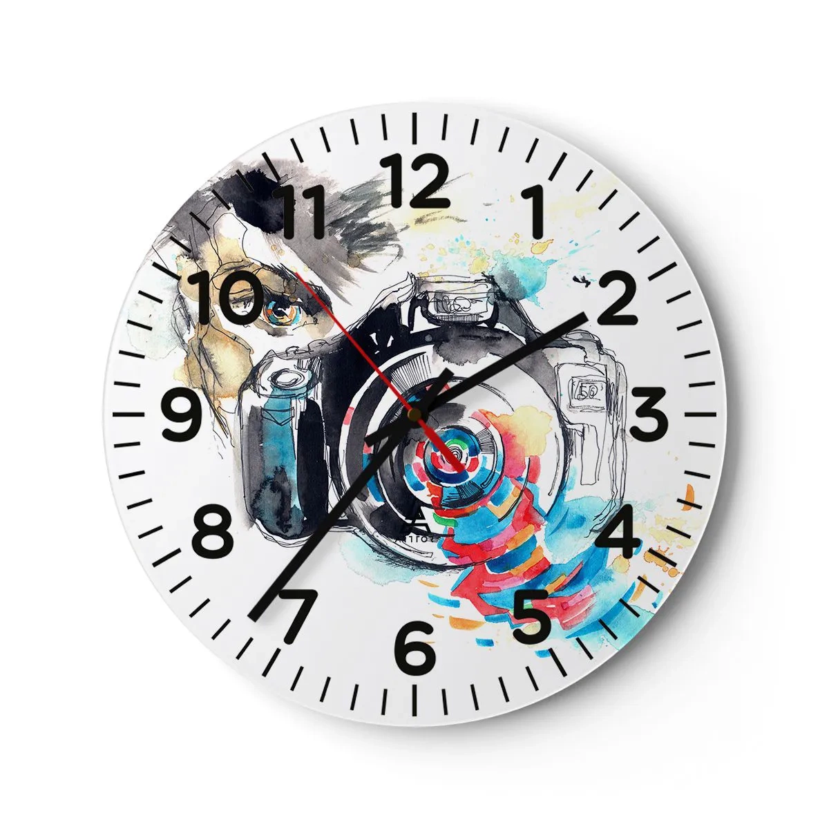 Wall clock - Clock on glass - In the Eye of the Lens - 40x40 cm