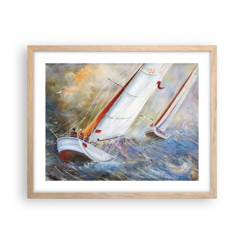 Poster in light oak frame - Running on the Waves - 50x40 cm