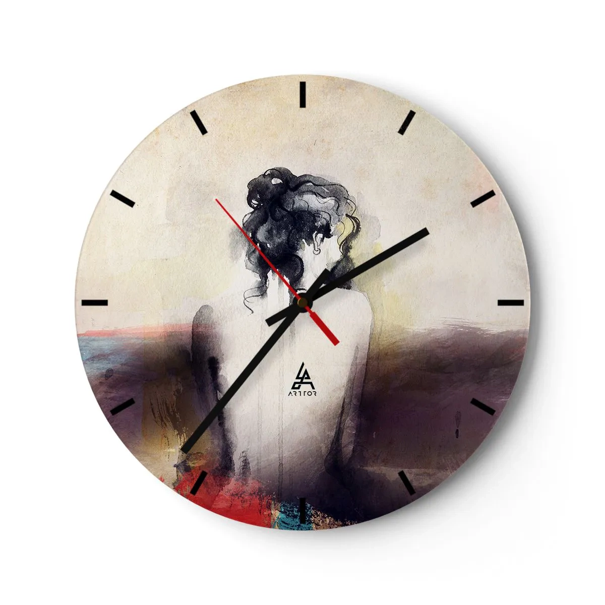 Wall clock - Clock on glass - Gentle Lines, Oval Shapes - 40x40 cm