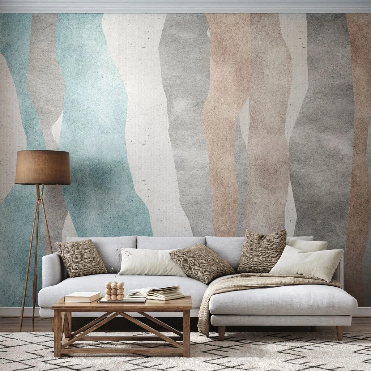Custom Self-Adhesive Wallpaper Deluxe Sticker - Study of Continuity - Pastel, Minimalistic, Lines