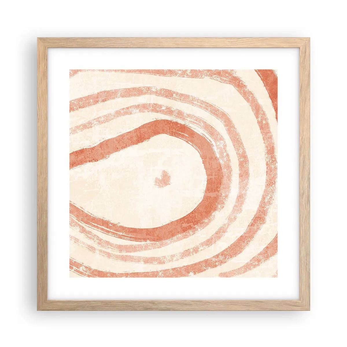 Poster in light oak frame - Coral Circles - Composition - 40x40 cm