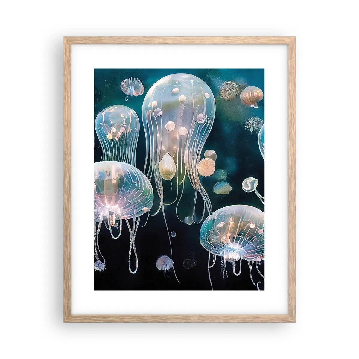 Poster in light oak frame - Underwater Ball - 40x50 cm