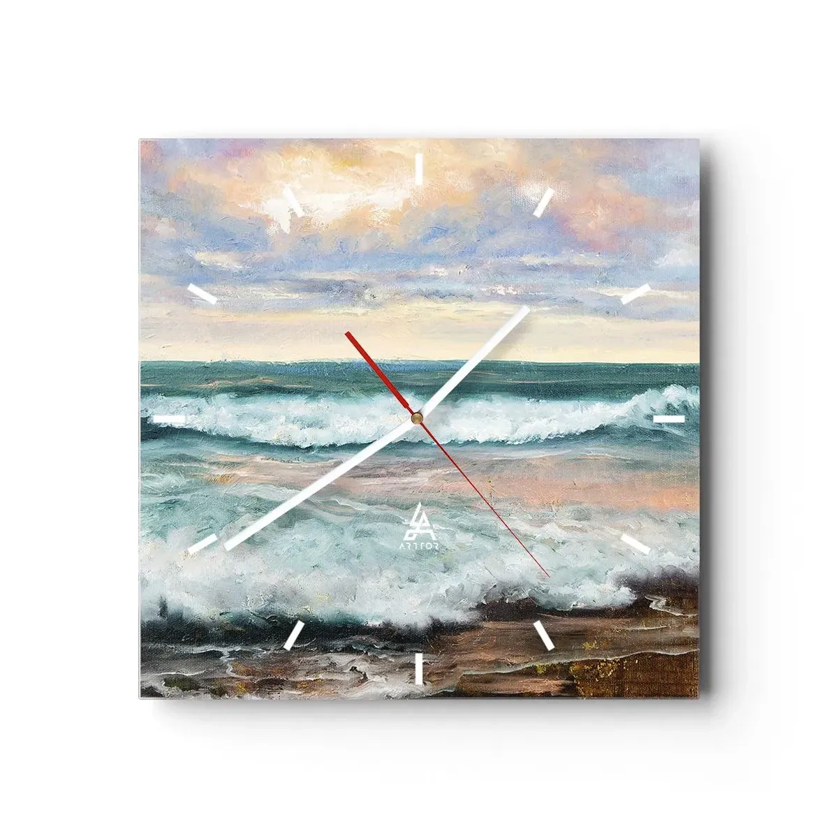 Wall clock - Clock on glass - Here You Will Smooth Your Soul - 40x40 cm