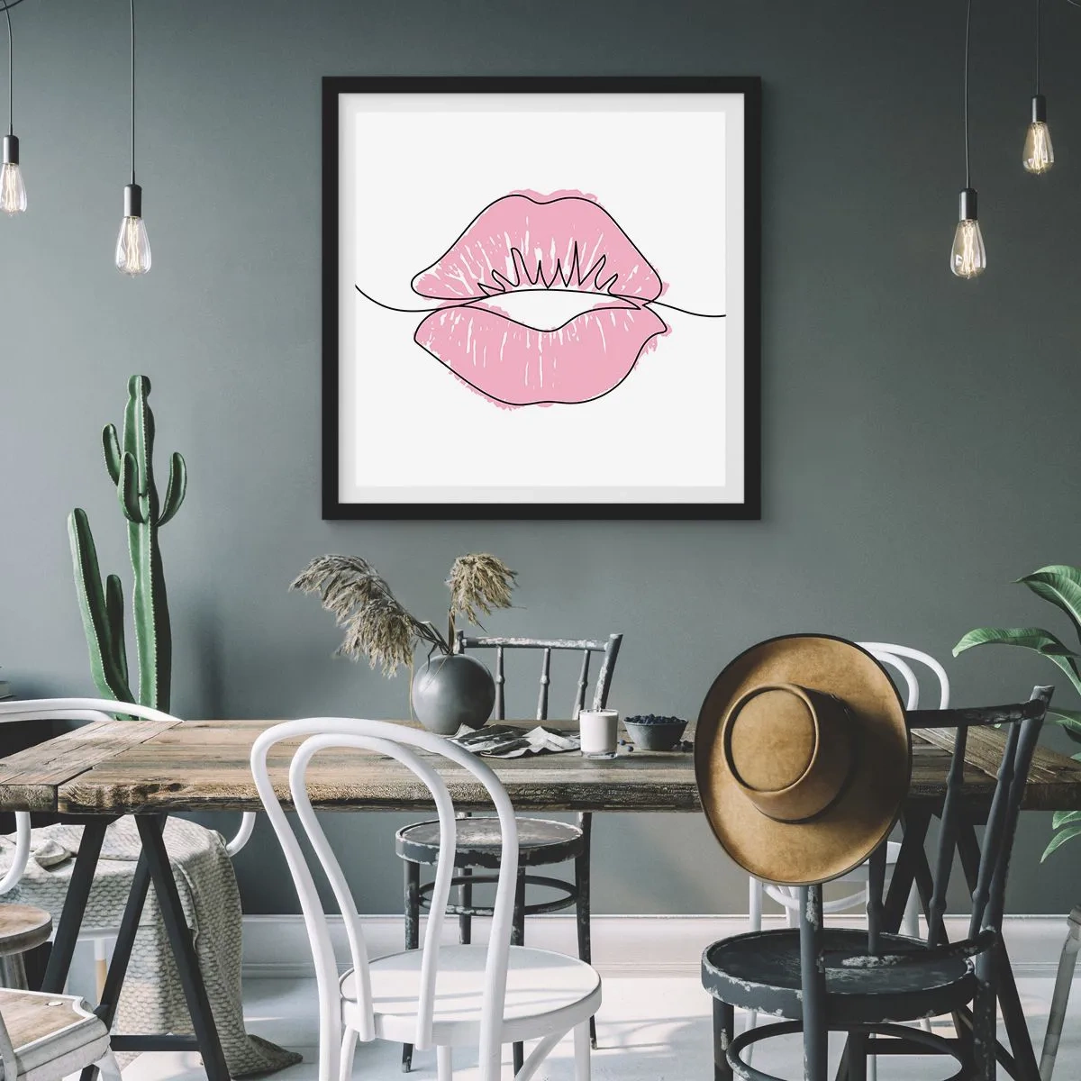 Poster in black frame - Ready for a Kiss? - 40x40 cm