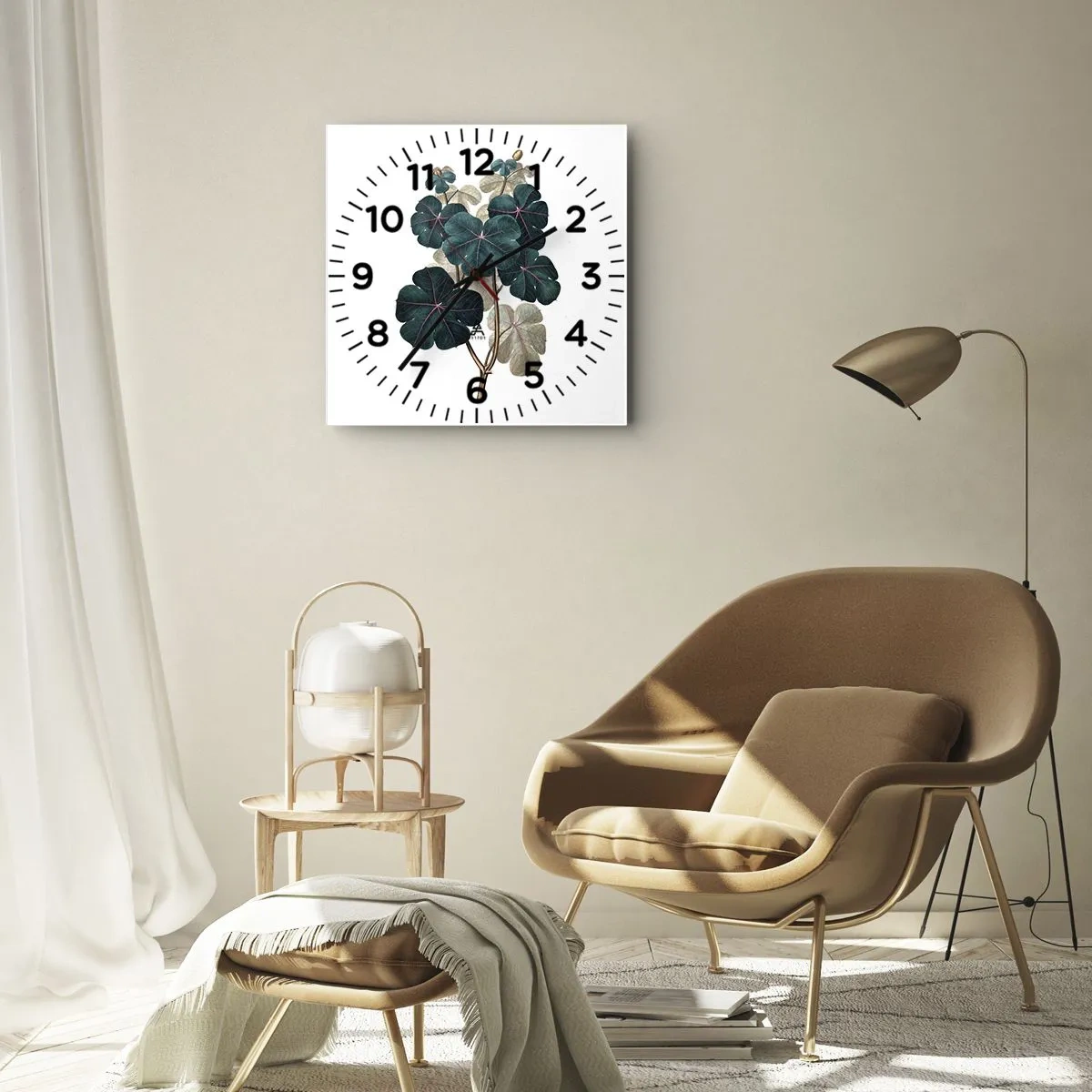 Wall clock - Clock on glass - From the Old Herbarium - 30x30 cm