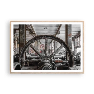 Poster in light oak frame - Secret Life of a Factory - 100x70 cm