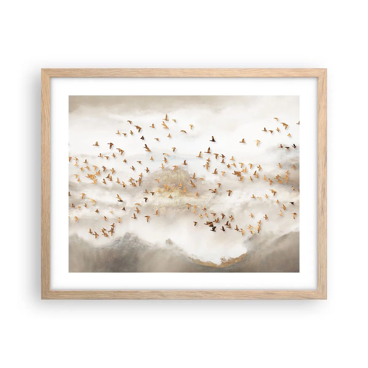 Poster in light oak frame - It Is Time - 50x40 cm