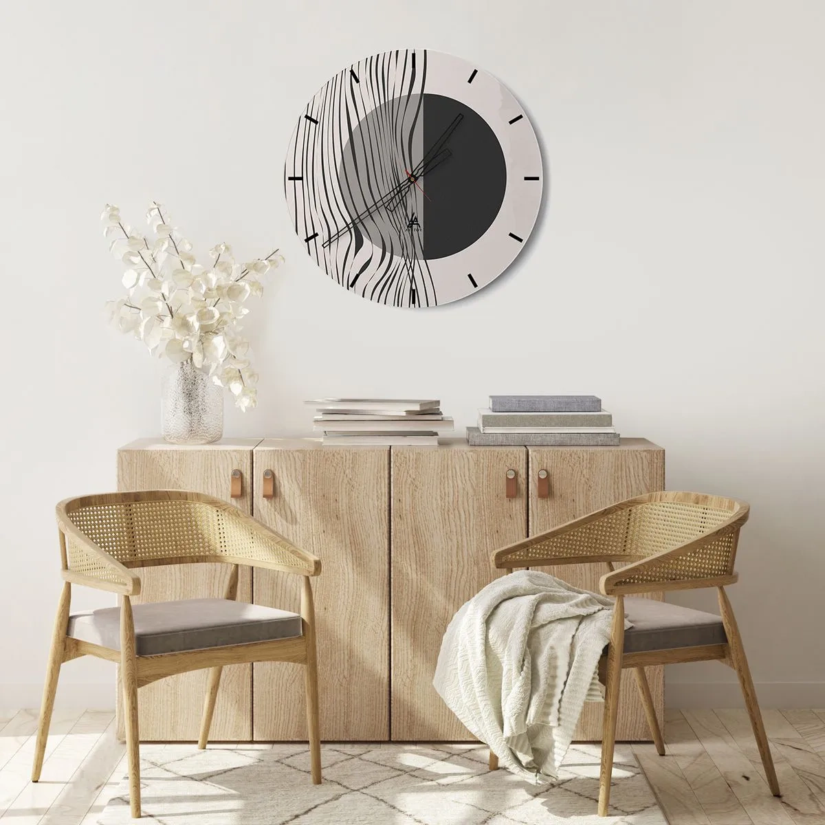 Wall clock - Clock on glass - Half Composition - 30x30 cm