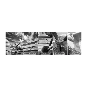 Photo Wallpaper Sample Self-Adhesive Deluxe Sticker - I Can't Wait! - Plane, Aircraft, Black and white - 100x30 cm