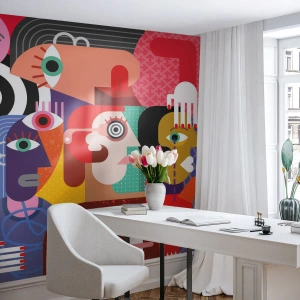 Photo Wallpaper Premium Canvas - Picasso Sent Us - Abstraction, Cubism, People - 500x350 cm