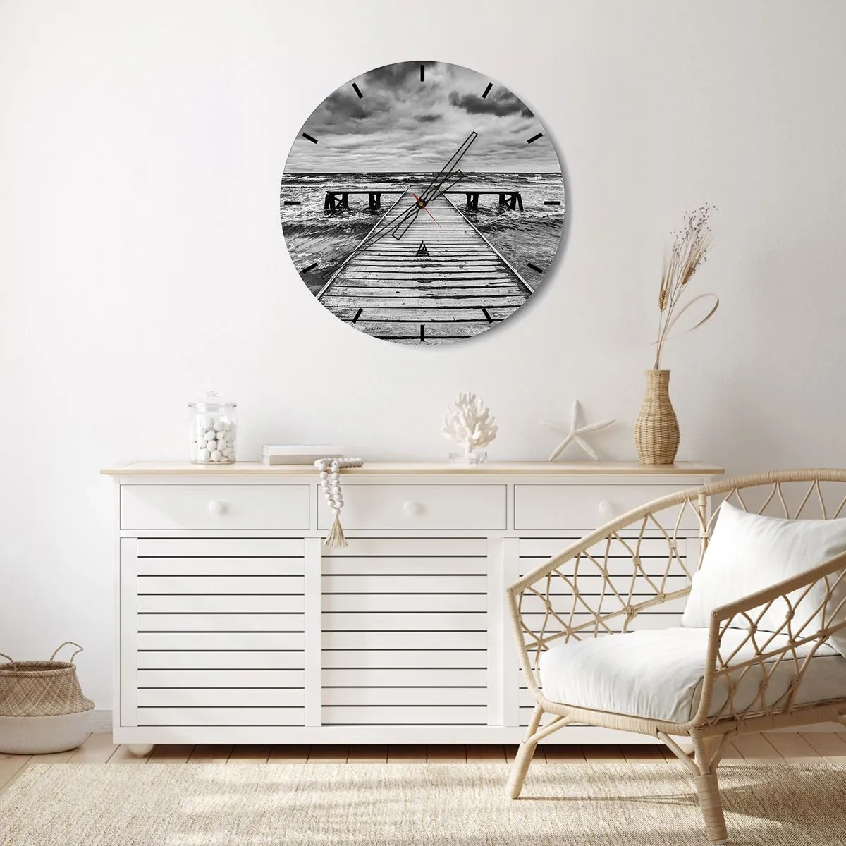 Wall clock - Clock on glass - Waiting for the Wind to Blow away - 30x30 cm