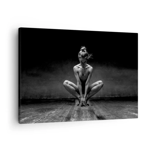 Canvas picture - A black and white portrait of a dancer in full concentration. - 70x50cm - Concentration of Dancing Energy - Modern wall decoration for the living room and bedroom ARTTOR