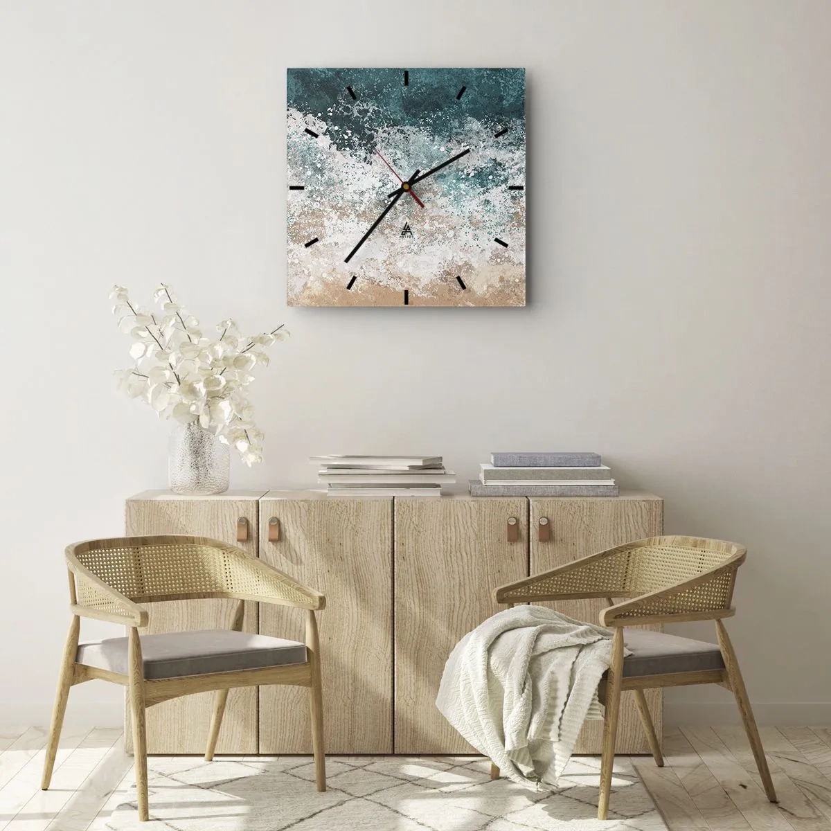 Wall clock - Clock on glass - Sea Tales - 40x40 cm