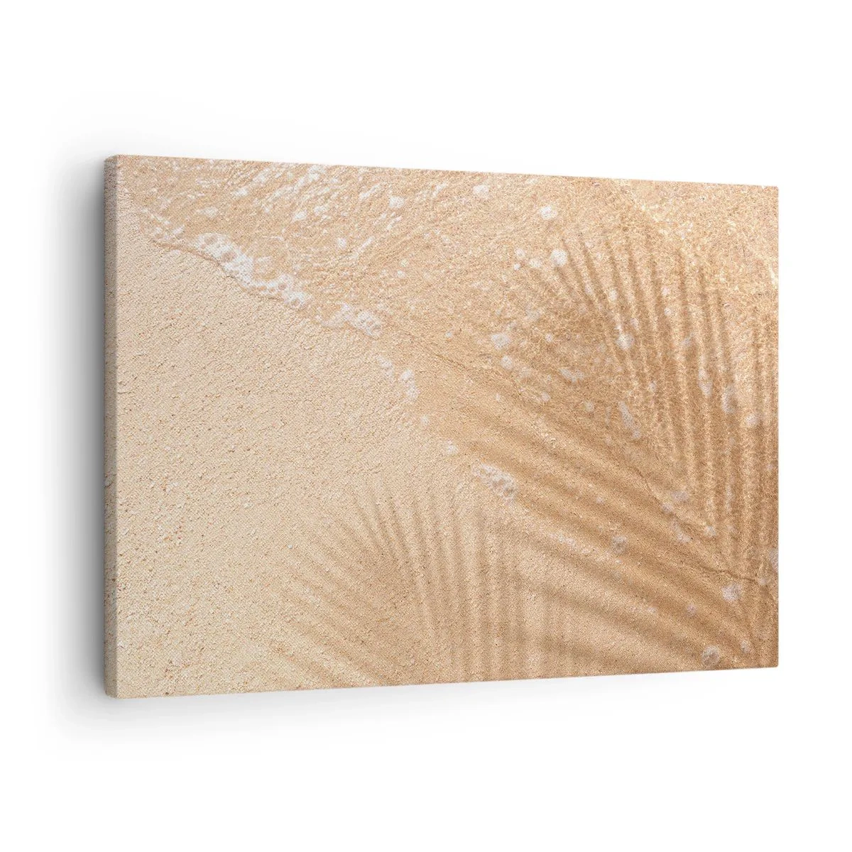 Canvas picture - The shadow of a palm tree on the sand with a delicate wave pattern - 70x50cm - Shadow of a Hot Summer - Modern wall decoration for the living room and bedroom ARTTOR