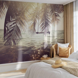 Photo Wallpaper Premium Canvas - You Can Dream as Much as You Wish - Landscape, Coconut Palm, Sea - 100x70 cm