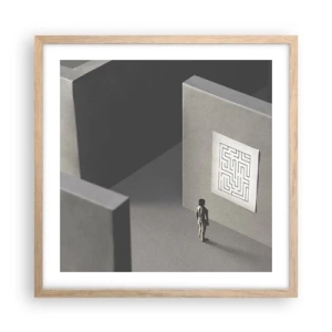 Poster in light oak frame - But Where Am I? - 50x50 cm