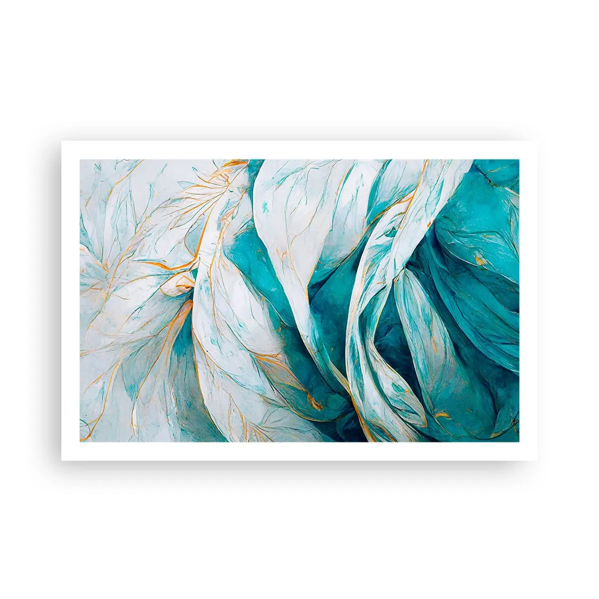 Poster - Blue Abstract with a Golden Motif - 91x61 cm