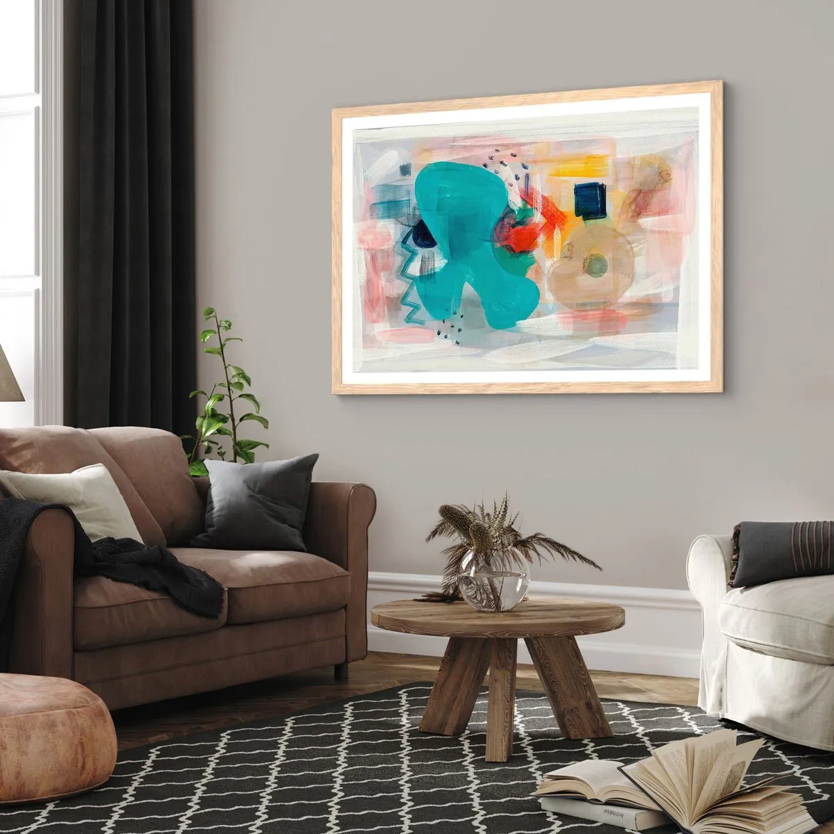 Poster in light oak frame - Colourful Game - 91x61 cm