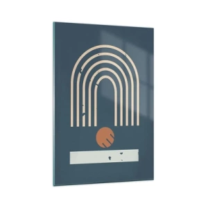 Glass picture - Geometry on Navy Blue - 80x120 cm