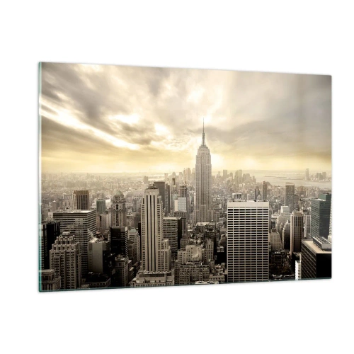 Glass picture - New York Woven in Grey - 120x80 cm