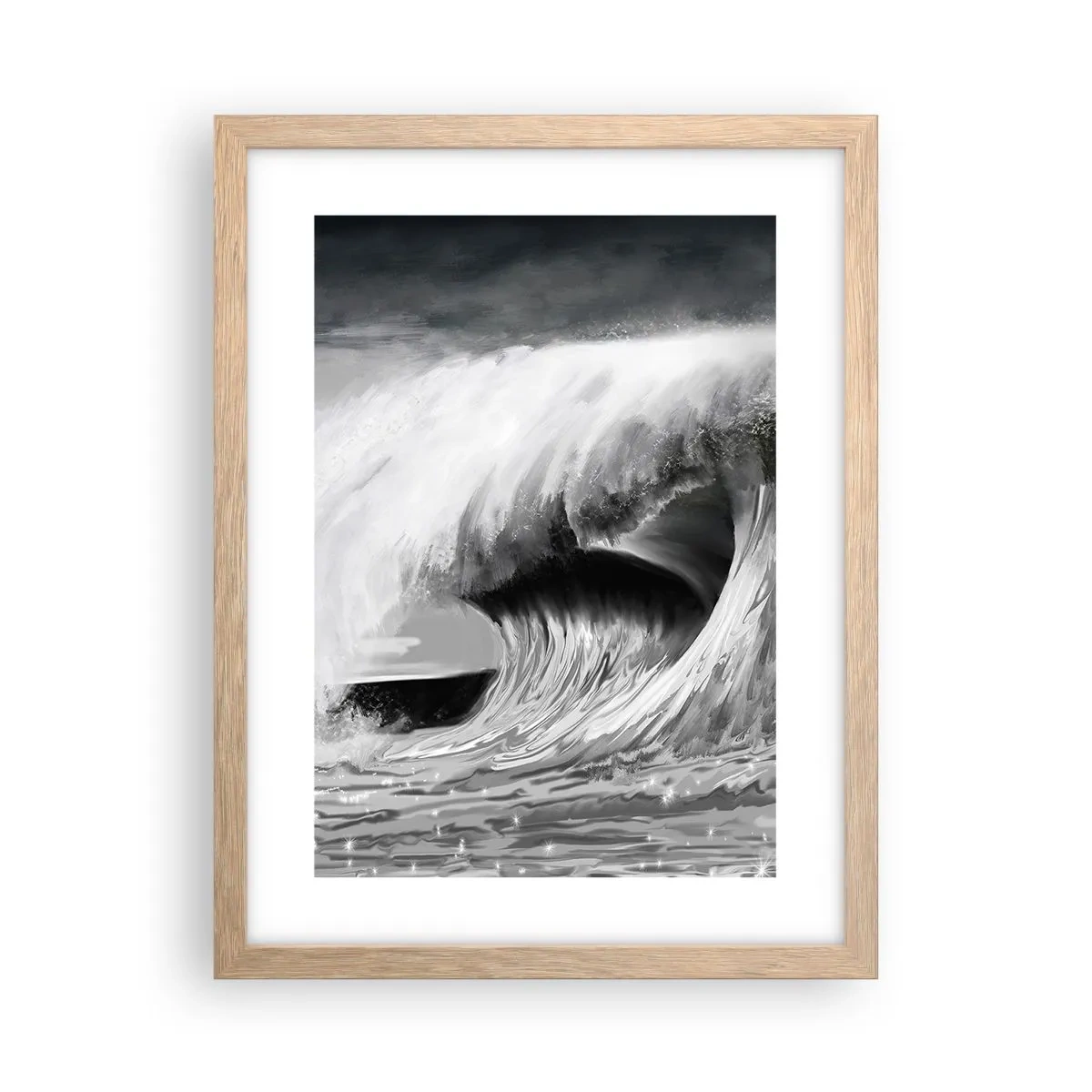 Poster in light oak frame - Wrath of the Ocean - 30x40 cm