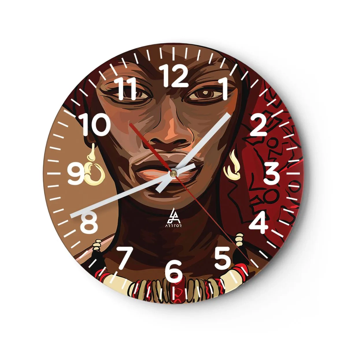 Wall clock - Clock on glass - Ebony Venus - 30x30 cm
