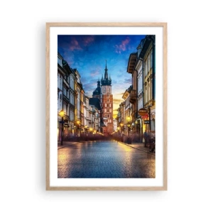 Poster in light oak frame - Charm of Cracow - 50x70 cm