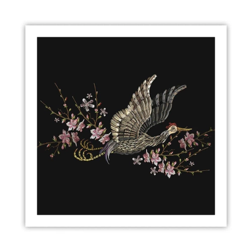 Poster - Exotic, Embroidered Bird - 60x60 cm