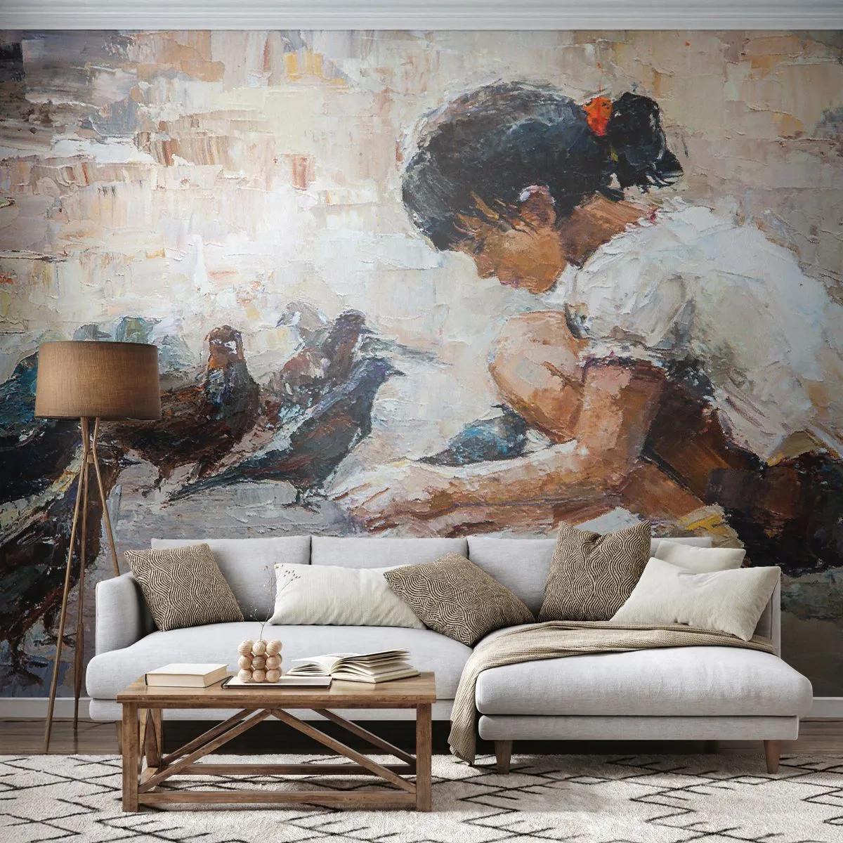 Photo Wallpaper Premium Canvas - The Little Ones - Girl, Squab, For children - 500x350 cm