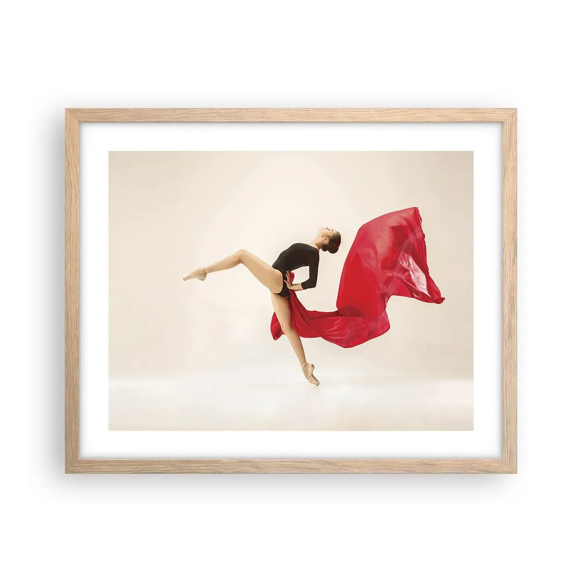 Poster in light oak frame - Red and Black - 50x40 cm