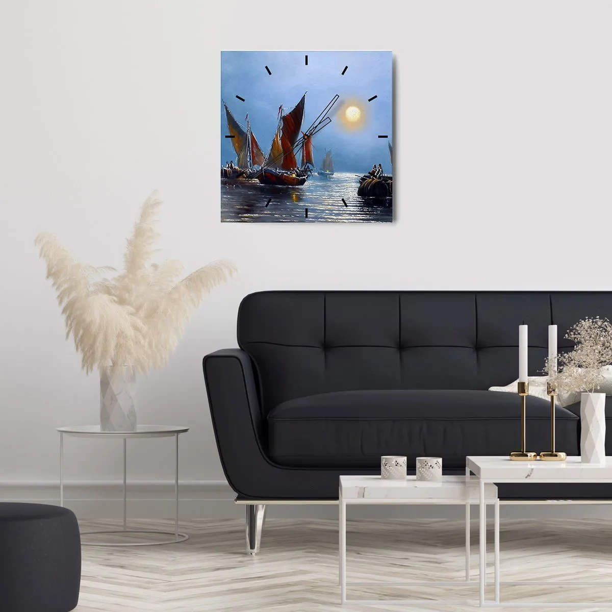 Wall clock - Clock on glass - Night Hunt - 30x30 cm