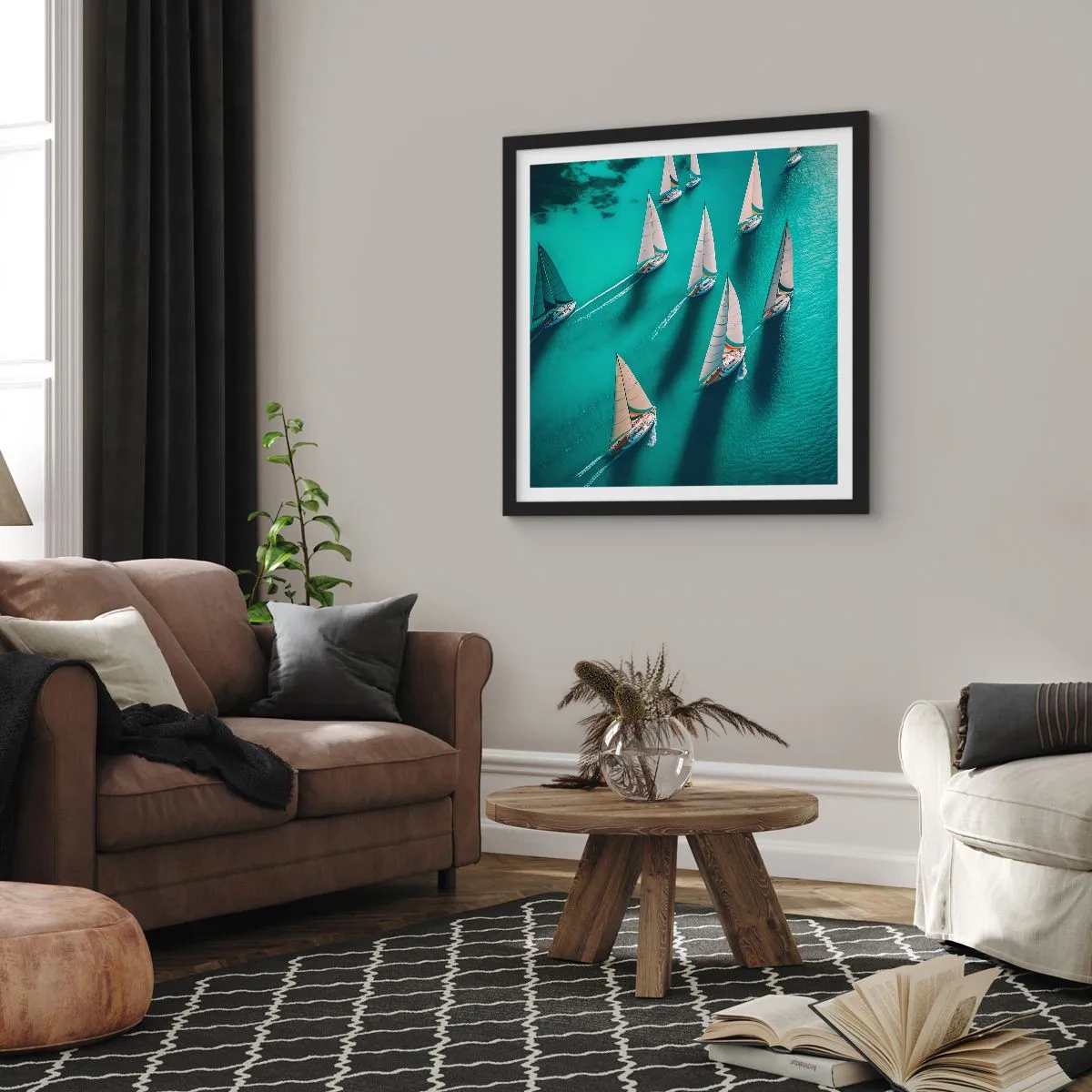 Poster in black frame - Competing with the Wind - 60x60 cm