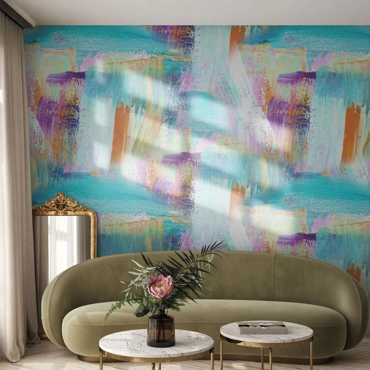 Photo Wallpaper Premium Canvas - Cheerfully Interwoven - Abstraction, Piece, Painting - 150x105 cm