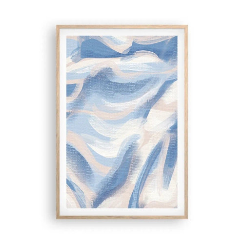 Poster in light oak frame - Blue Waves - 61x91 cm