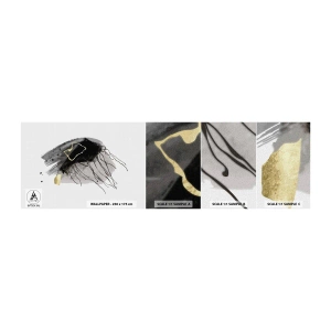 Photo Wallpaper Sample Standard Eco - In Black and Gold - Abstraction, Piece, Graphics - 100x30 cm