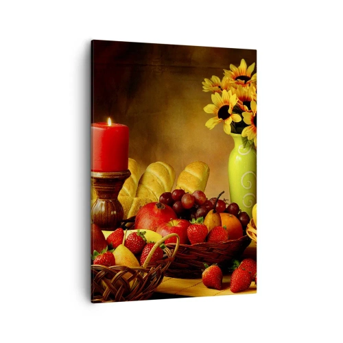 Canvas picture - Still Nature with Bread and Fruit - 50x70 cm
