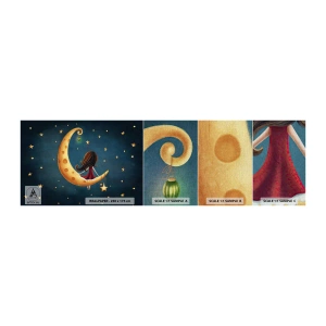 Photo Wallpaper Sample Premium Canvas - Once Upon a Time… - For children, Girl, Moon - 100x30 cm