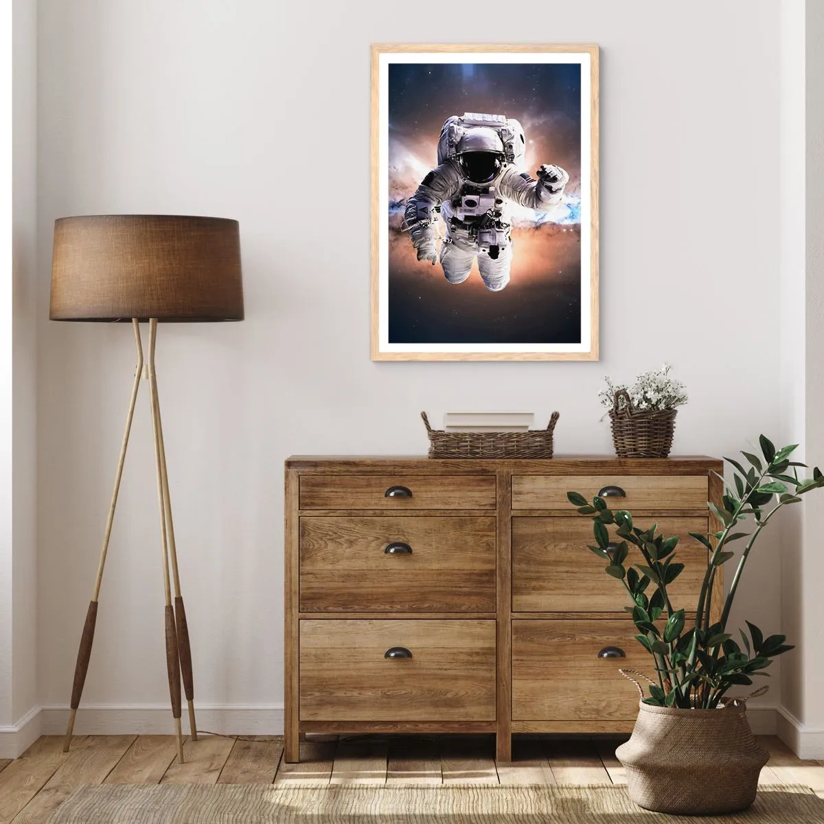 Poster in light oak frame - Greetings from Space - 61x91 cm